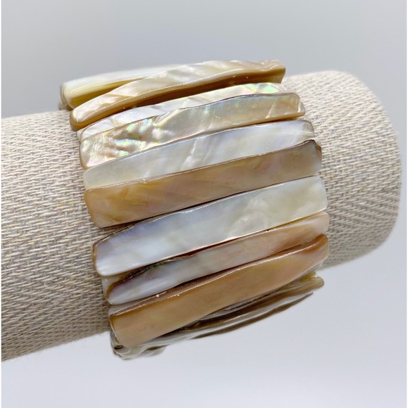 Mother of Pearl Abalone Shell Stretch Bracelet - Picture 1 of 9